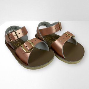 Sun-San Surfer Toddler Girls Rose Gold Leather Salt Water Baby Shoes Size 4